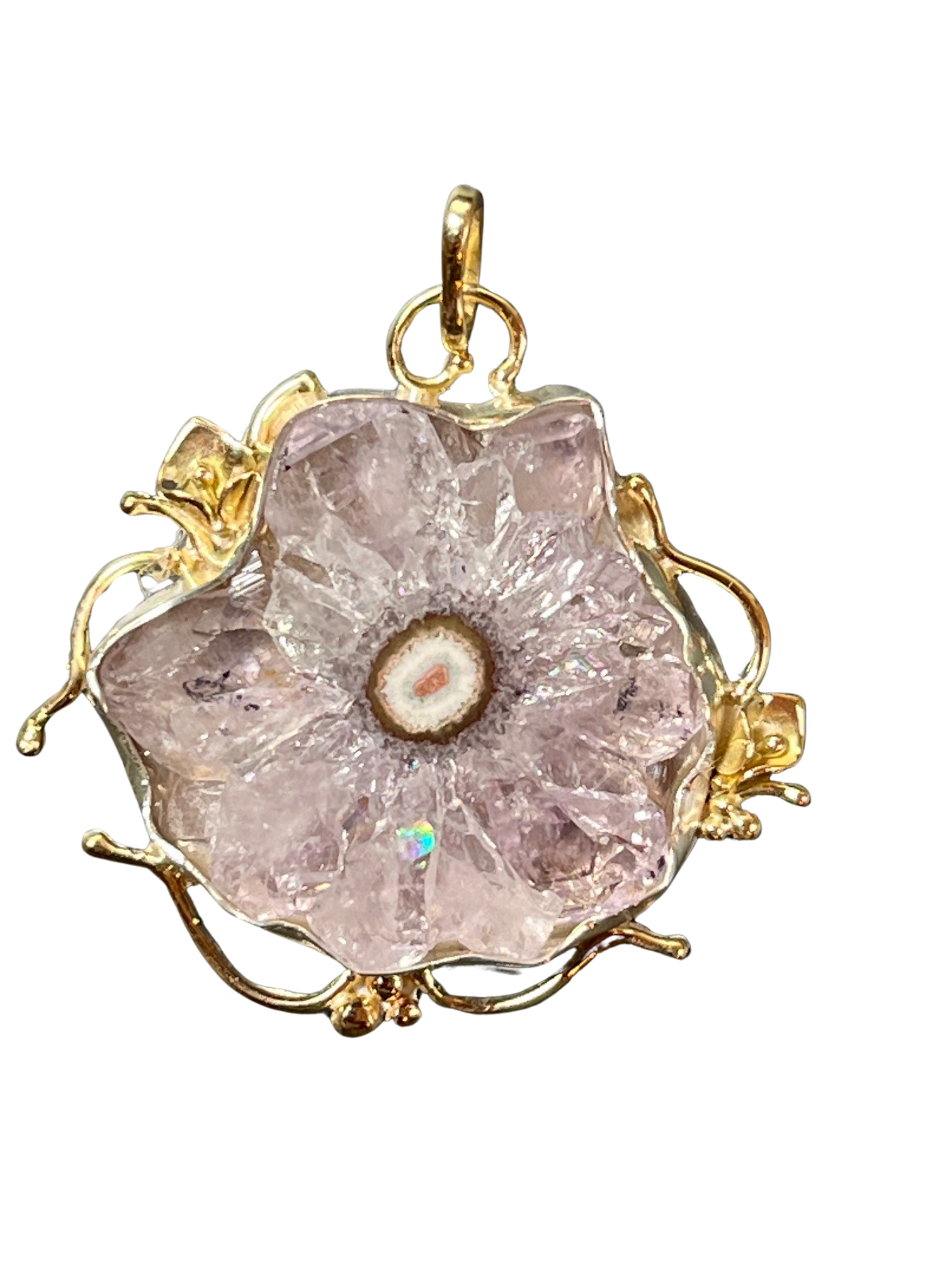 Amethyst Staclaclite #2 Sterling Silver & 14K Gold Pendant